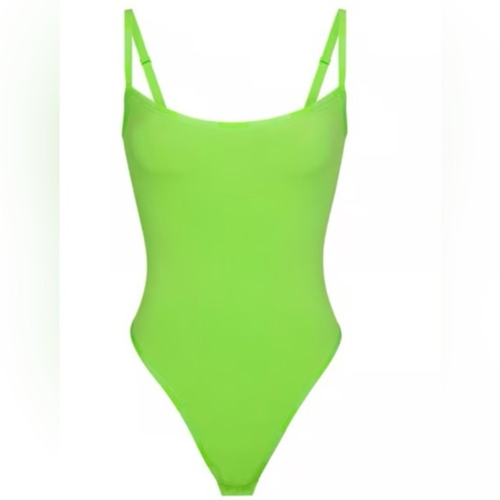 SKIMS Cotton Logo Bodysuit in Limited Edition Neon Green Size Small